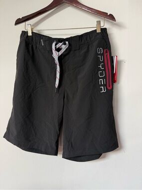 Spyder Black swim Shorts with Red Trim